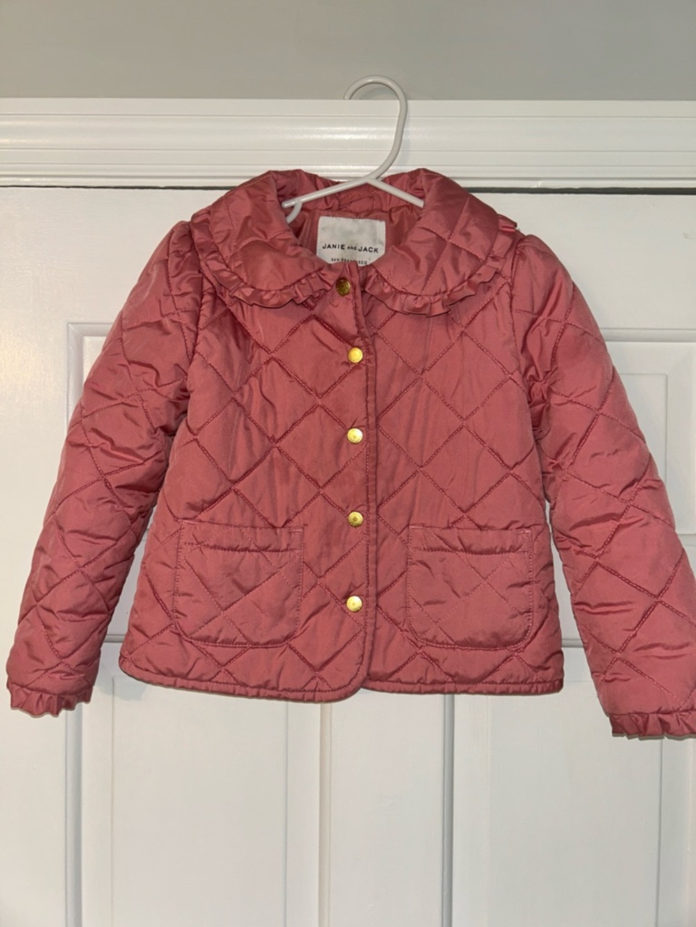 Janie and Jack Quilted Mauve- Pink Ruffled Collar Puffer Jacket